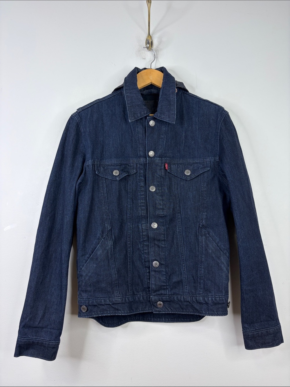 Levi's Commuter Trucker Jacket Mens Small Navy Blue Stretch Denim Reflective